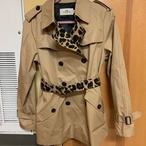 Women’s Coach Tan Leopard Short Trench Coat